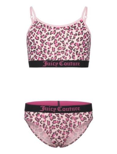 Juicy Leopard Bralette And Bikini Brief Set Hanging Alusvaatesetti Pin...