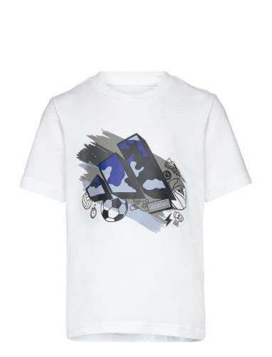 Train Boys Tops T-shirts Short-sleeved White Adidas Sportswear