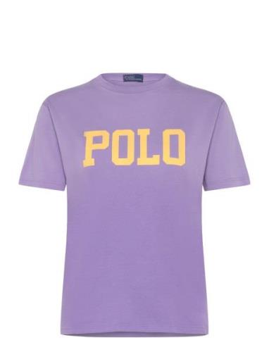 Logo Cotton Jersey Tee Tops T-shirts & Tops Short-sleeved Purple Polo ...