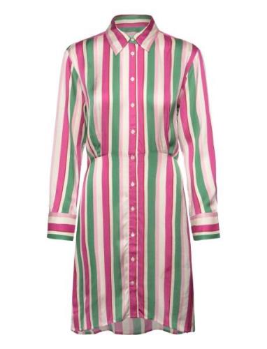 Striped Waist Shirt Dress Polvipituinen Mekko Pink GANT
