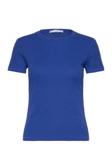 Knitted Short-Sleeve T-Shirt Tops T-shirts & Tops Short-sleeved Blue M...