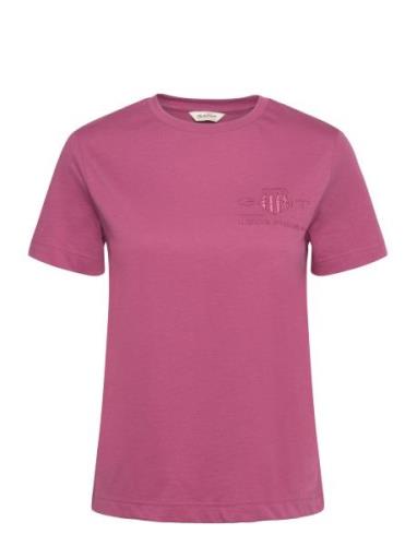 Reg Tonal Shield Ss T-Shirt Tops T-shirts & Tops Short-sleeved Pink GA...