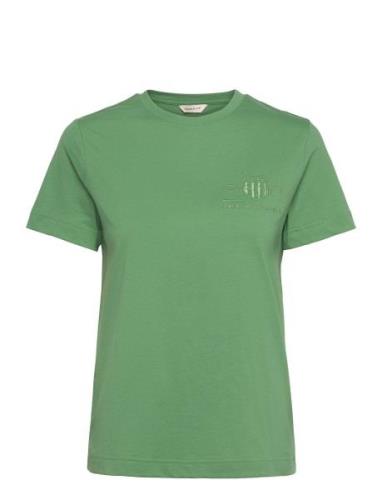 Reg Tonal Shield Ss T-Shirt Tops T-shirts & Tops Short-sleeved Green G...