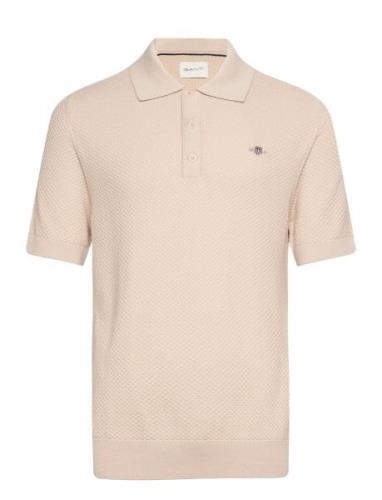 Structured Cotton Ss Polo Tops Polos Short-sleeved Beige GANT