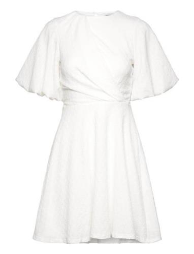 Draped Front Structured Dress Lyhyt Mekko White Bubbleroom