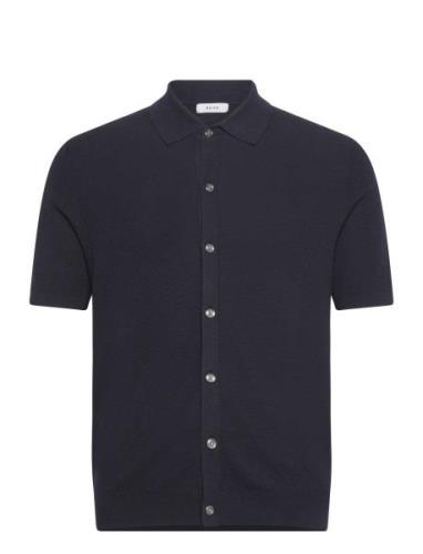 Bravo Tops Shirts Short-sleeved Navy Reiss