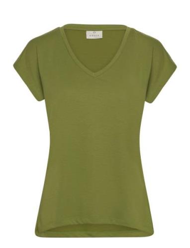 Kalise T-Shirt Tops T-shirts & Tops Short-sleeved Khaki Green Kaffe