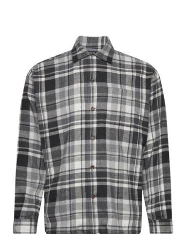 Big Fit Plaid Brushed Flannel Shirt Tops Shirts Casual Grey Polo Ralph...