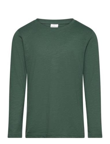 Top L S Slub Basic Tops T-shirts Long-sleeved T-shirts Green Lindex