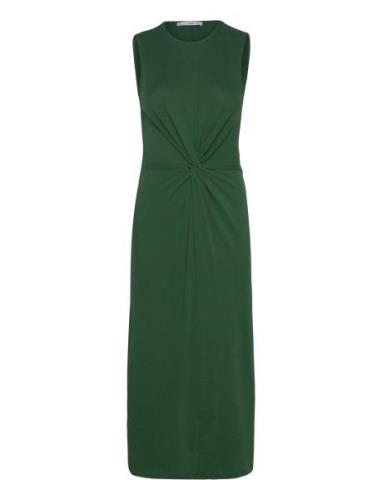 Midi-Dress With Draped Detail Polvipituinen Mekko Green Mango