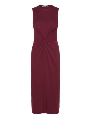 Midi-Dress With Draped Detail Polvipituinen Mekko Burgundy Mango