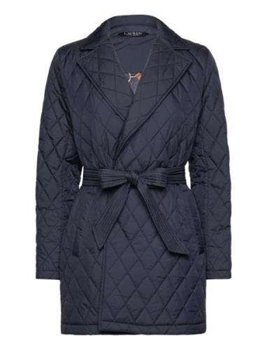 Diamond-Quilted Wrap Coat Tikkitakki Navy Lauren Ralph Lauren