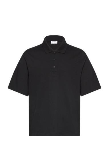 Boxy Polo Shirt Tops Polos Short-sleeved Black Filippa K