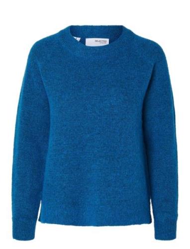 Slflulu Ls Knit O-Neck Tops Knitwear Jumpers Blue Selected Femme