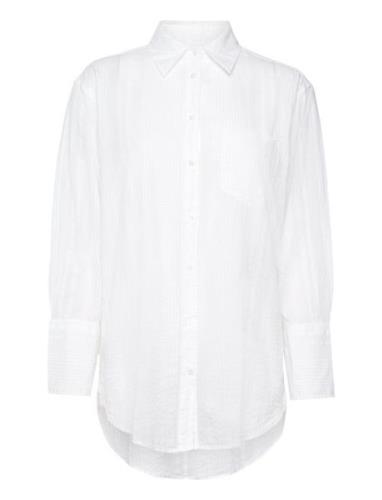 Rel Seersucker Stripe Shirt Tops Shirts Long-sleeved White GANT