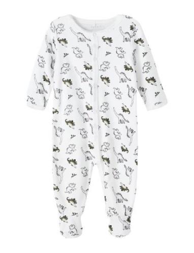 Nbmnightsuit W/F Dino Noos Pyjama Sie Jumpsuit Haalari White Name It