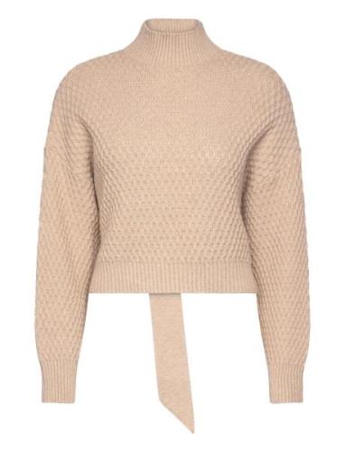 Mathilde Bow Knit Top Tops Knitwear Jumpers Beige NORR