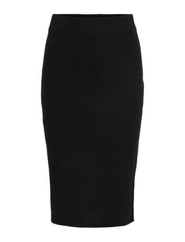 Viril Pencil Hw Knit Skirt - Noos Polvipituinen Hame Black Vila