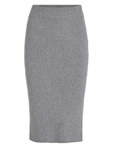 Viril Pencil Hw Knit Skirt - Noos Polvipituinen Hame Grey Vila