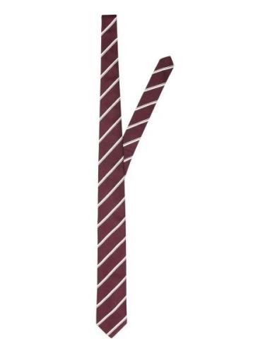 Slhlane Stripe Tie Noos Solmio Kravatti Burgundy Selected Homme