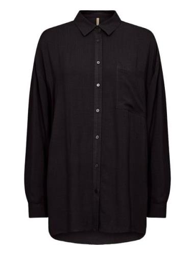 Sc-Falula Tops Shirts Long-sleeved Black Soyaconcept