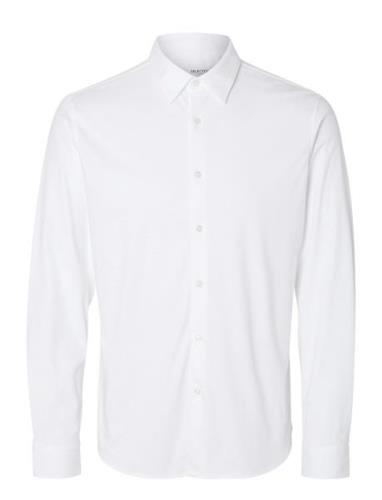 Slhslim-Jersey Shirt Ls Noos Tops Shirts Business White Selected Homme