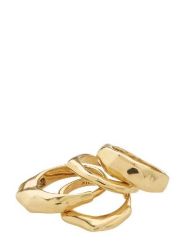 Asher Recycled Rings 4-In-1 Set Sormus Korut Gold Pilgrim