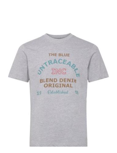 Tee Tops T-shirts Short-sleeved Grey Blend