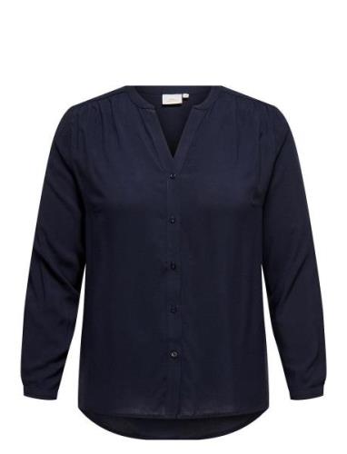 Caranita Ls Shirt Aop Tops Shirts Long-sleeved Navy ONLY Carmakoma