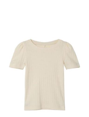 Nmfhenny Ss Slim Top Tops T-shirts Short-sleeved Beige Name It