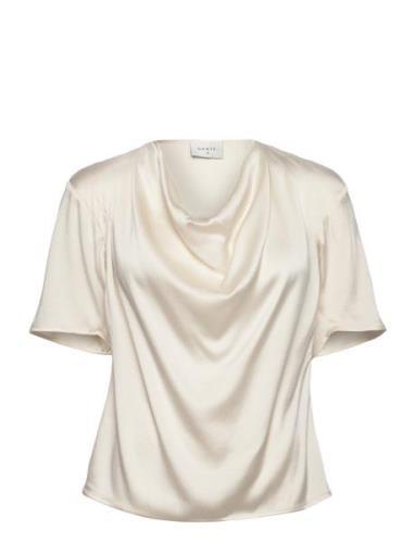 D6Keswick Silk Drapey Top Tops Blouses Short-sleeved Cream Dante6