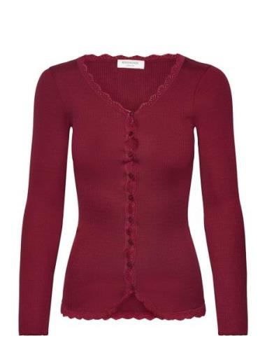 Rkbeatha Ls Cardigan W/ Lace Tops Knitwear Cardigans Burgundy Rosemund...