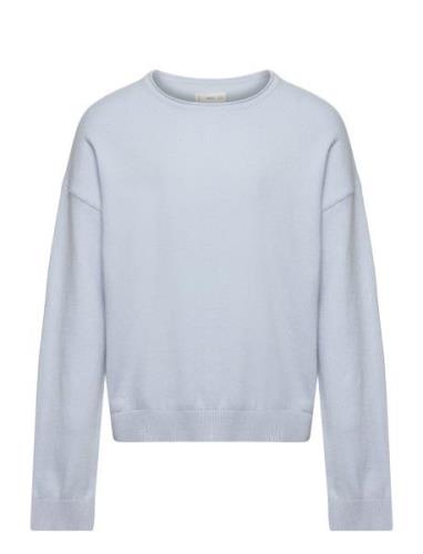 Knit Cotton Sweater Tops Knitwear Pullovers Blue Mango