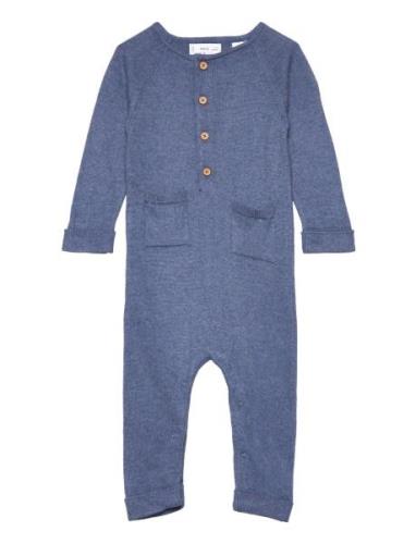 Cotton-Knit Jumpsuit Jumpsuit Haalari Blue Mango