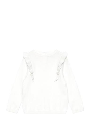 Ruffle Knitted Sweater Tops Knitwear Pullovers White Mango