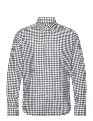 Gingham Check Cotton Shirt Tops Shirts Casual Grey Mango