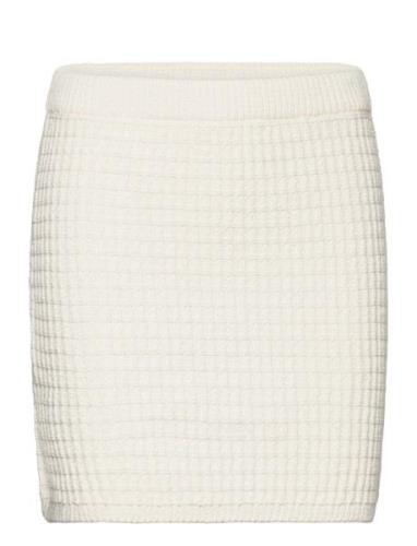 Knitted Miniskirt Lyhyt Hame Cream Mango