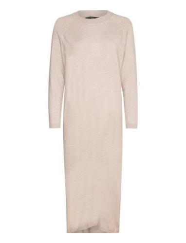 Round-Neck Knitted Dress Polvipituinen Mekko Cream Mango