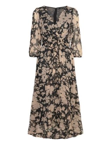 Flowy Flower Printed Dress Polvipituinen Mekko Black Mango