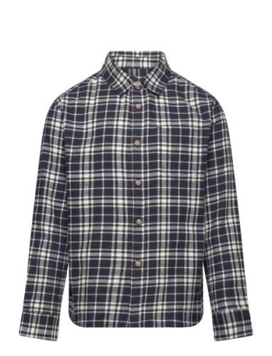 Regular-Fit Check Shirt Tops Shirts Long-sleeved Shirts Navy Mango