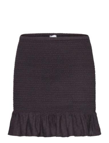 Gathered Skirt With Ruffles Lyhyt Hame Black Mango