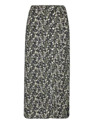 Slit Printed Long Skirt Pitkä Hame Black Mango