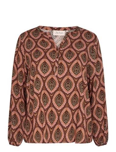 Wa-Sheela Tops Blouses Long-sleeved Brown Wasabiconcept