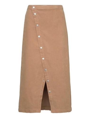 Butt D Corduroy Skirt Polvipituinen Hame Beige Mango