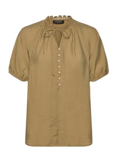 Rosebaybbkarly Shirt Tops Blouses Short-sleeved Khaki Green Bruuns Baz...