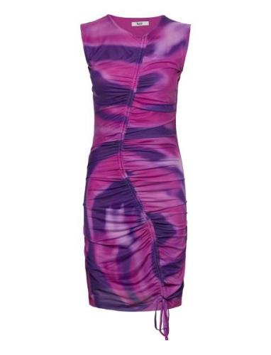 Mela Crinckle Dress Lyhyt Mekko Purple Bzr