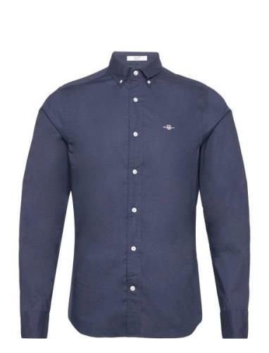 Slim Poplin Shirt Tops Shirts Casual Navy GANT