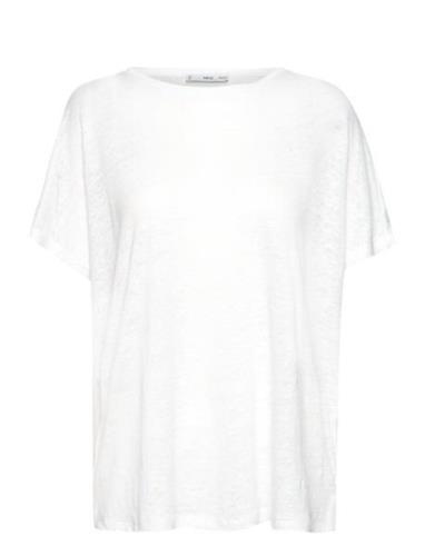 Over D Linen T-Shirt Tops T-shirts & Tops Short-sleeved White Mango