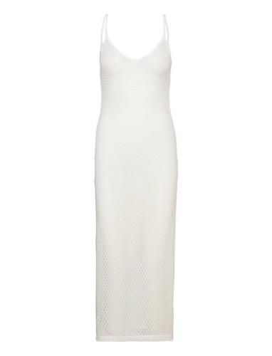 Long Openwork Knitted Dress Polvipituinen Mekko White Mango