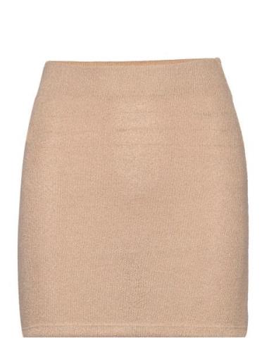 Knitted Miniskirt Lyhyt Hame Beige Mango